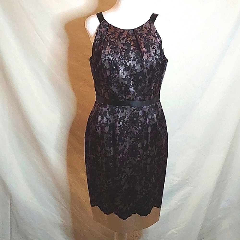 Elie tahari purple and black dress, silk, nwt, 8
